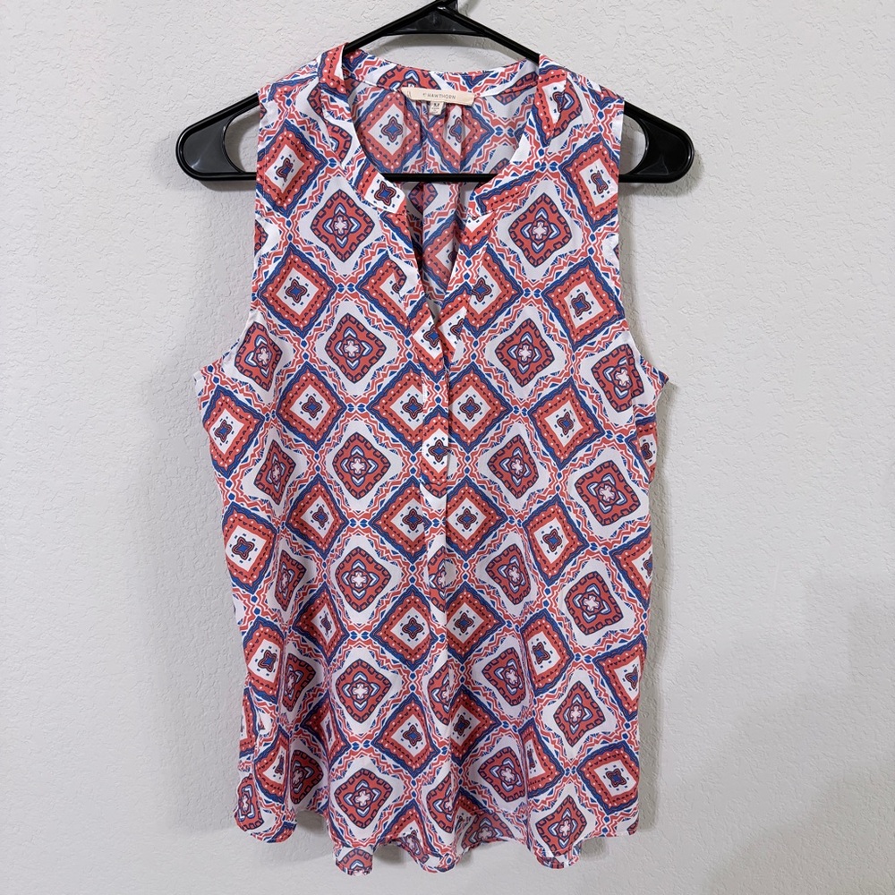 41 Hawthorn Multicolor Geometric Sleeveless Blouse
